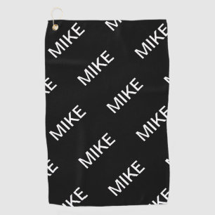 Customizable Text Bold Modern Black & White Golf Towel