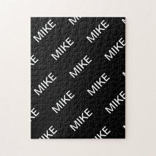 Customizable Text   Bold Modern Black & White Jigsaw Puzzle
