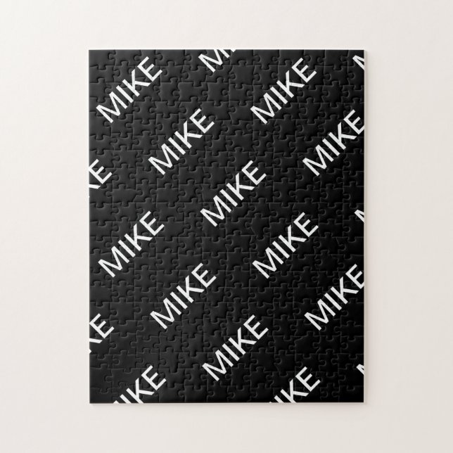 Customizable Text | Bold Modern Black & White Jigsaw Puzzle (Vertical)