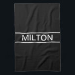 Customizable Text | Bold Modern Black & White Kitchen Towel<br><div class="desc">Bold contemporary look.</div>