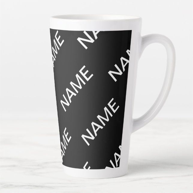 Customizable Text | Bold Modern Black & White Latte Mug (Right)