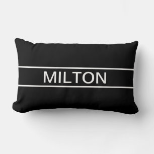 Customizable Text Bold Modern Black & White Lumbar Pillow