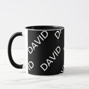 Customizable Text   Bold Modern Black & White Mug