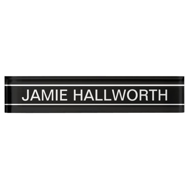 Customizable Text | Bold Modern Black & White Nameplate (Front)