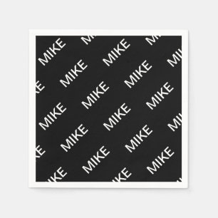 Customizable Text Bold Modern Black & White Napkin