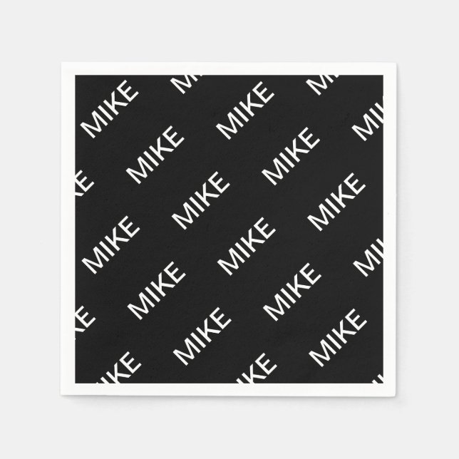 Customizable Text | Bold Modern Black & White Napkin (Front)