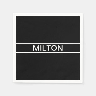Customizable Text   Bold Modern Black & White Napkin