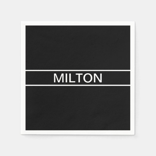 Customizable Text | Bold Modern Black & White Napkin (Front)