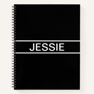 Customizable Text   Bold Modern Black & White Notebook