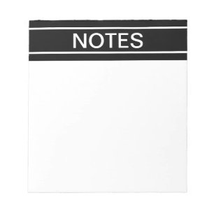 Customizable Text Bold Modern Black & White Notepad