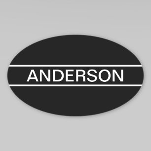 Customizable Text   Bold Modern Black & White Oval Sticker