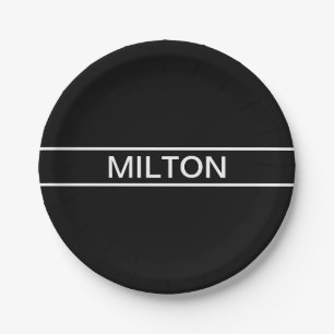 Customizable Text   Bold Modern Black & White Paper Plate
