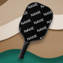 Customizable Text | Bold Modern Black & White Pickleball Paddle