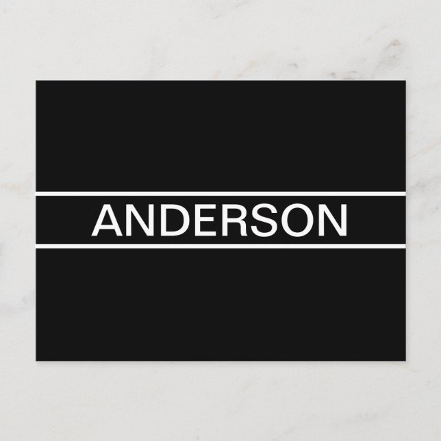 Customizable Text | Bold Modern Black & White Postcard (Front)