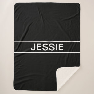 Customizable Text Bold Modern Black & White Sherpa Blanket