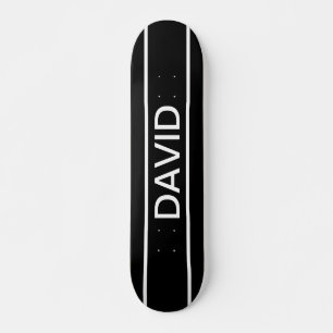 Customizable Text   Bold Modern Black & White Skateboard