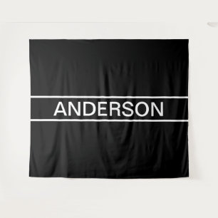 Customizable Text   Bold Modern Black & White Tapestry