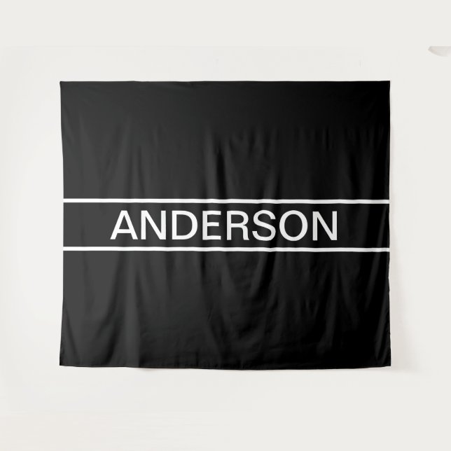 Customizable Text | Bold Modern Black & White Tapestry (Front (Horizontal))