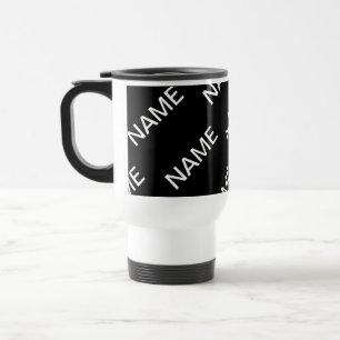 Customizable Text   Bold Modern Black & White Travel Mug