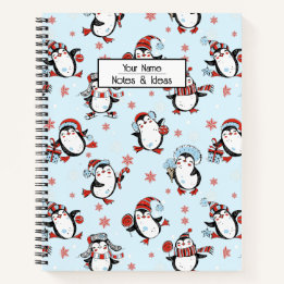 Customizable Text Christmas Penguin  Notebook