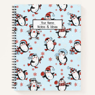 Customizable Text Christmas Penguin  Notebook