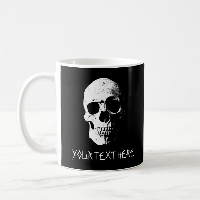 Customizable Text&Design Template Skull Halloween Coffee Mug (Left)