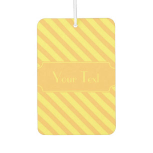 Customizable Text Diagonal yellow orange Stripes Car Air Freshener