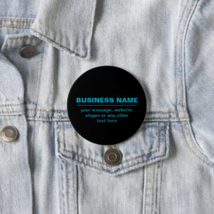 Customizable Text for Business Etc. Editable Black 3 Inch Round Button