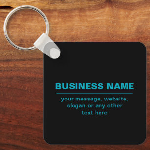 Customizable Text for Business Etc. Editable Black Keychain