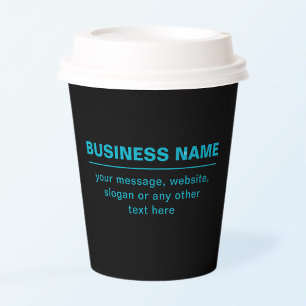 Customizable Text for Business Etc. Editable Black Paper Cups