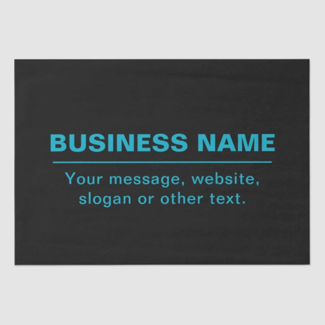 Customizable Text for Business Etc. Editable Black Tissue Paper (Front)