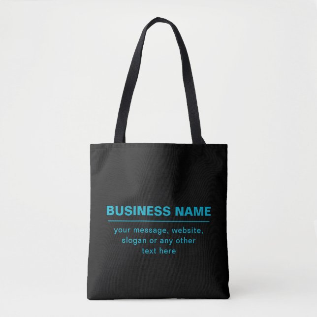 Customizable Text for Business Etc. Editable Black Tote Bag (Front)