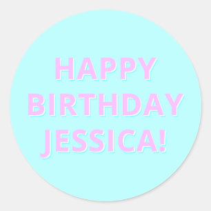 Customizable Text Happy Birthday to Any Name Classic Round Sticker