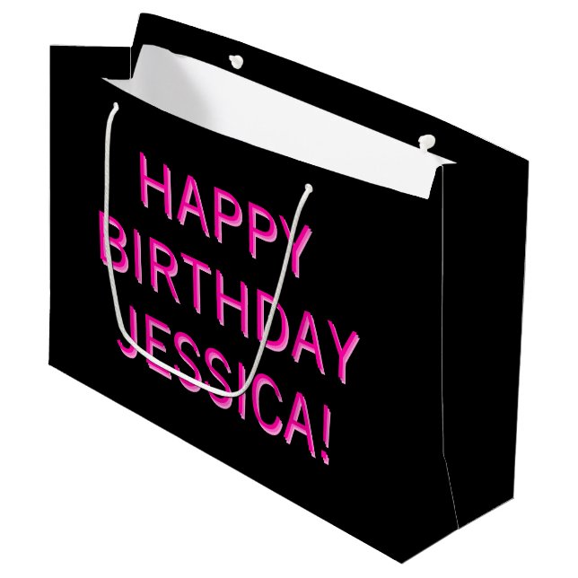 Customizable Text Happy Birthday to Any Name Large Gift Bag (Front Angled)