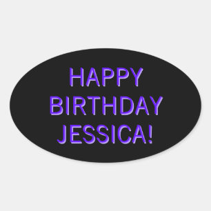 Customizable Text Happy Birthday to Any Name Oval Sticker