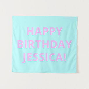 Customizable Text Happy Birthday to Any Name Tapestry