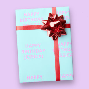 Customizable Text Happy Birthday to Any Name Wrapping Paper