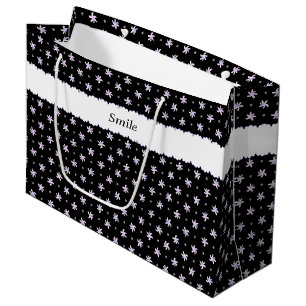 Customizable Text Lily Black Large Paper Bag