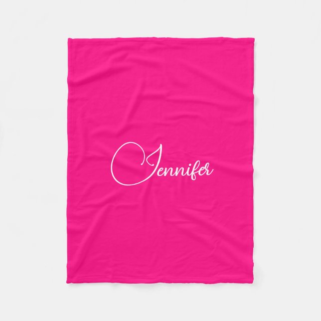 Customizable Text Names Wow Pink Template Fleece Blanket (Front)