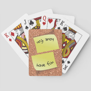 Customizable Text on Post It on Cork Board Playing Cards