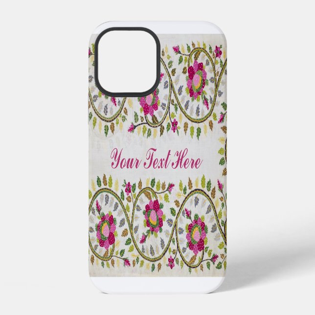 Customizable Text, Peonies Pattern, William Morris iPhone Case (Back)