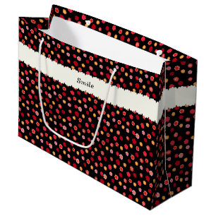 Customizable Text ROSE Black Large Paper Bag