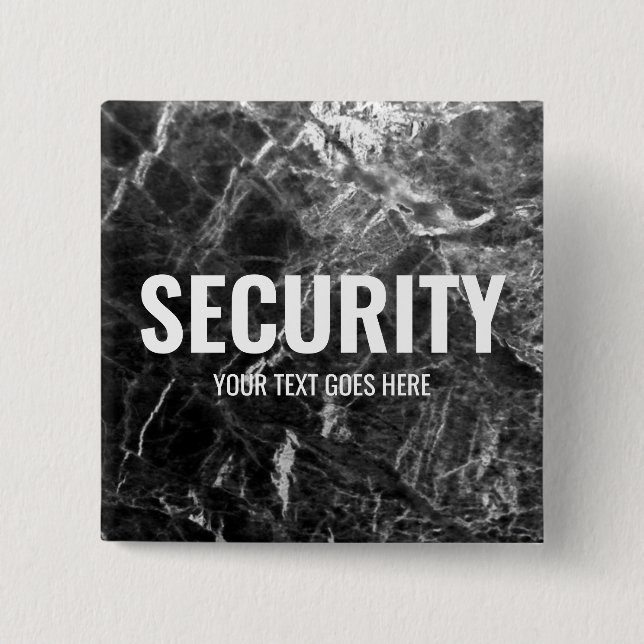Customizable Text Security Black Marble Template 2 Inch Square Button (Front)