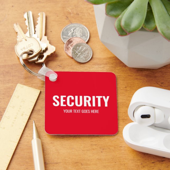 Customizable Text Security Template Square Keychain (Desk)