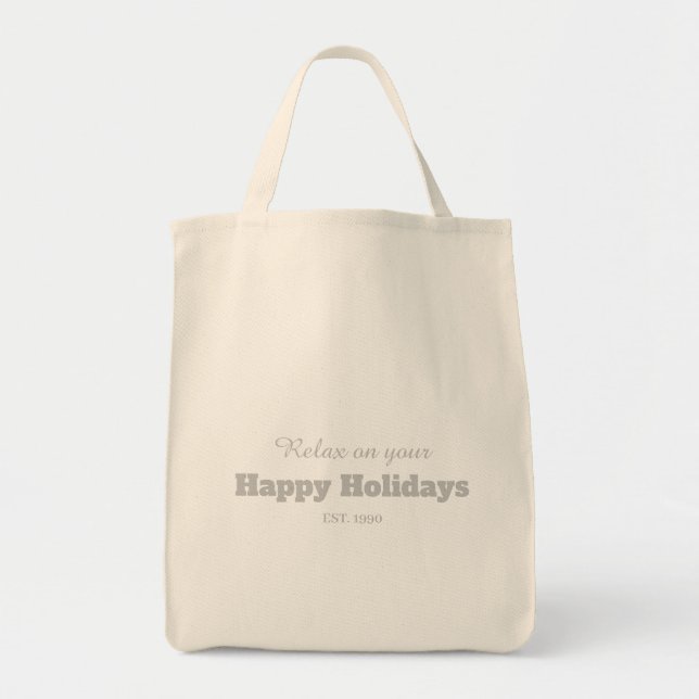 Customizable text stylish script modern trendy tote bag (Front)