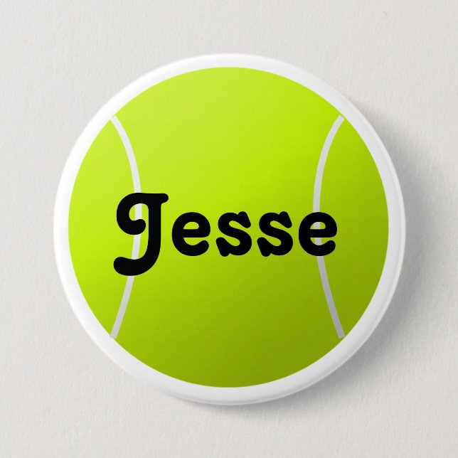 Customizable Text Tennis Ball for Players & Fans 3 Inch Round Button (Front)