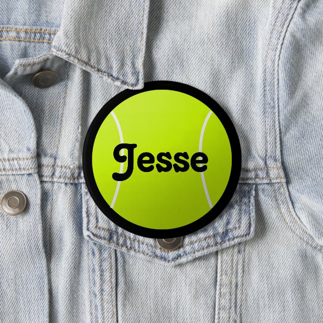 Customizable Text Tennis Ball for Players & Fans 4 Inch Round Button (In Situ)