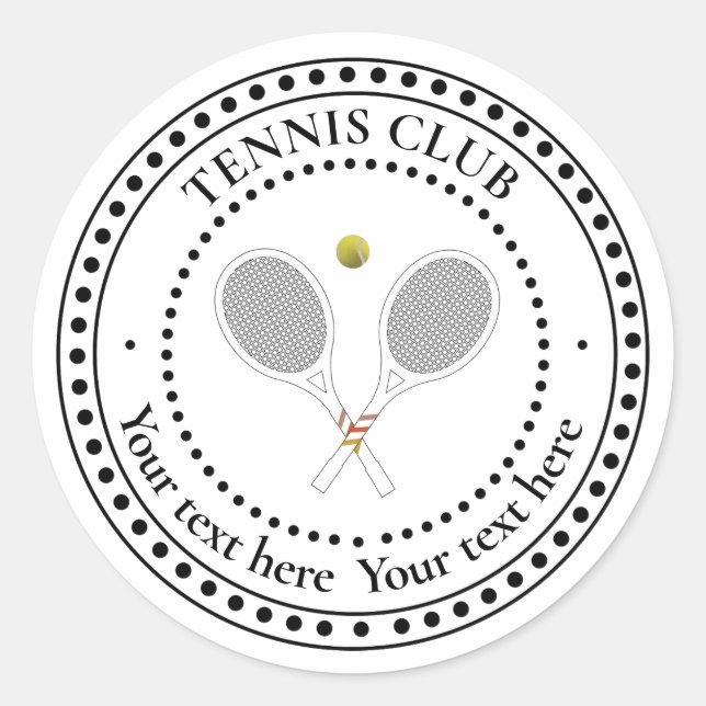 Customizable Text Tennis Club  Classic Round Sticker (Front)