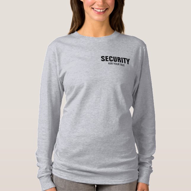Customizable Text Womens Long Sleeve Grey Modern T-Shirt (Front)