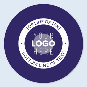 Customizable Text & Your Logo   Dark Blue Purple Classic Round Sticker